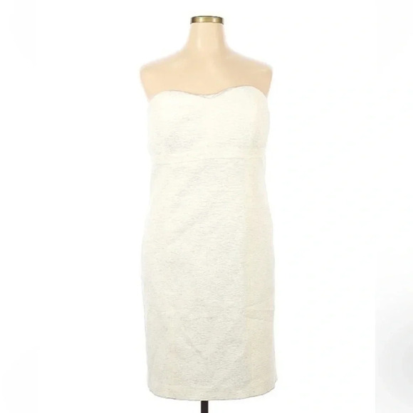 Ann Taylor Off White Cream Strapless Sweetheart Neckline Cocktail Dress Size 16 - Picture 1 of 9